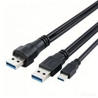 Câble USB 3.0 mâle-mâle étanche IP67 M25 avec gaine en nylon et contacts en cuivre pour applications industrielles et extérieures