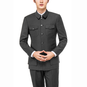 Costume de Zhongshan, uniforme de bureau, <span class=keywords><strong>col</strong></span> chinois, tunique chinoise pour homme, costume noir <span class=keywords><strong>Mao</strong></span>, Traje Chino, costume Zhongshan - Product Image 2
