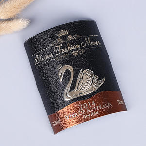 Étiquette de vin de liqueur en aluminium incurvé en relief personnalisé autocollant d'étiquette en métal de bouteille de vin avec logo auto-adhésif - Product Image 5