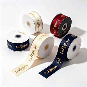 Factory Wholesale Custom Logo Gold Stamp Mini Emblem Grosgrain <b>Ribbon</b> Multi Solid Color Gift Packaging <b>Ribbon</b> for Gift Suppliers - Product Image 5