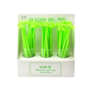 Pluma de gel de girasol de <span class=keywords><strong>trébol</strong></span> de dibujos animados, pluma de gel suave de hoja creativa, forma de hierba de flor, <span class=keywords><strong>papelería</strong></span> de oficina para estudiantes, venta al por mayor - Product Image 1