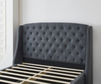 Gepolsterter Queen-Size-Plattform bett rahmen mit 2 Schubladen und Kopfteil, Matratzen fundament mit Holz latten halterung