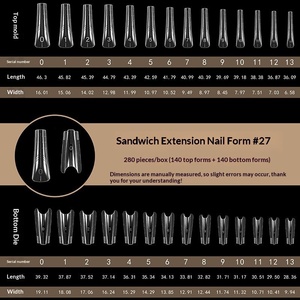 280Pcs Transparent Sandwich <b>Nail</b> <b>Extension</b> Molds with Scale Clear Dual Forms for Quick Building <b>Nails</b> - Product Image 2