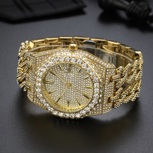 Fashion Luxury Quartz Date Bling Starry Sky Diamond <b>Watch</b> Men Cuban Link <b>Chain</b> Gold Hip Hop Iced Out <b>Watches</b> - Product Image 4