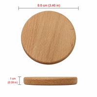 Sous-verres ronds en bois de hêtre de 8,8 cm pour gravure laser, en stock à l'étranger, pour les grossistes, les boutiques de cadeaux, les hôtels, les cafés et les acheteurs d'événements