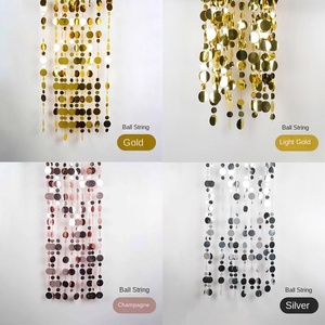 Di lusso in argento acrilico disco decorazione per sala da ballo fase di matrimonio con perline di cristallo tenda con paillettes cerchio pendente - Product Image 6