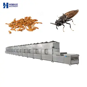 Microonde industriale black soldier fly larve bsf attrezzatura ad asciugatura rapida mealworms macchina per la disidratazione essiccatore a tunnel a microonde