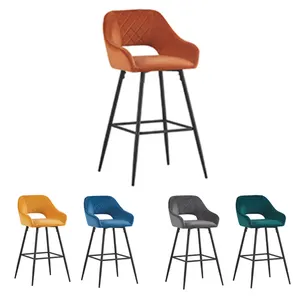 Cadeira alta minimalista nórdica, estofado, cadeira italiana, cozinha, restaurante, moderno, luxo, veludo, balcão de altura, fogão para bar, cozinha