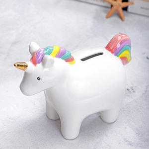 Décoration de maison pour enfants <span class=keywords><strong>tirelire</strong></span> en céramique de <span class=keywords><strong>cheval</strong></span> licorne créative - Product Image 2