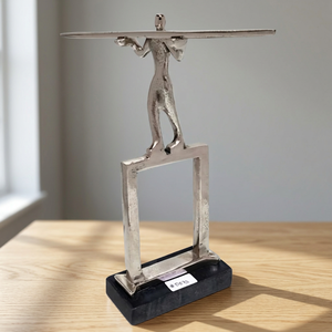 High Quality Demand Modern Silver <b>Figurative</b> Sculpture Handmade Artistic Tabletop Decor for Living Room Jaffs Exports Aluminium - Product Image 2