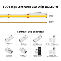 BTF-LIGHTING FCOB tinggi bercahaya keberhasilan Super terang RA90 Dimmable 24V 5m 480LEDs/m hangat alami dingin putih COB LED Strip cahaya