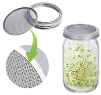 Kit de germination de graines de cuisine 70 mm 86 mm en acier inoxydable 304, couvercle de germination de graines, passoire, tamis, maille pour bocal à large ouverture