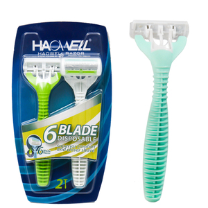 HW-B509DR Vente chaude Rasoir de rasage Haowell en acier inoxydable à 5 lames tranchantes avec manche en TPR Rasage quotidien pour hommes OEM - Product Image 6