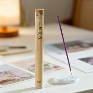 Incienso de Papel Hecho a Mano con Aroma a Rosa y Osmanthus, Fragancia Natural para Interiores, Aromaterapia Duradera para el Hogar, Tubo de Vidrio, China - Product Image 3
