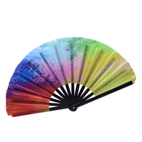 Éventail pliable en bambou de 33 cm, grand format, arc-en-ciel, pour événements promotionnels, défilés et festivals d'été – Vente en gros