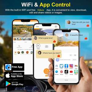 Nhà sản xuất Mini ống kính kép Wifi GPS Dash Camera phía trước và bên trong xe hộp đen kép 4k Dashcam Xe DVR Xe Máy ảnh 4K Dash Cam - Product Image 3