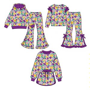 Conjunto a juego para hermanas de Mardi Gras, informal, ecológico, de manga corta, con estampado de camuflaje, para desfile o fiesta - Product Image 1