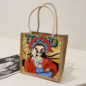 Bolsas de Yute con Recubrimiento de PE Natural Estilo Chino, Logotipo Personalizado, Ecológicas, Bolsas de Mano de Yute - Product Image 1