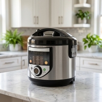 GB-MCS16R 5L Cuiseur à riz multifonction 860W avec commande par bouton rotatif, cuve de cuisson en acier inoxydable pour la cuisson en vrac