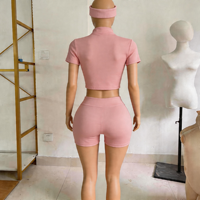Ensemble deux pièces mode été 2026 pour femme : Leggings de yoga évasés et veste zippée à manches courtes, avec logo personnalisé, en mélange nylon-coton