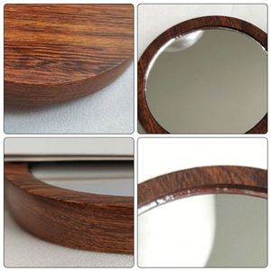 Custom Mirror Wooden Round Handheld <b>Mini</b> Minimalist Logo <b>Printing</b> Creative Mirror for Women - Product Image 6