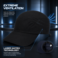 Versatile Navy Blue Technical Cap Running Hat Adjustable Reflective Stripe Tech Performance Gear