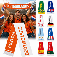 Écharpe en satin personnalisée avec logo et slogan, pompon délicat, pour club de fans de basketball et de football, Pays-Bas