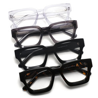 Montures optiques carrées épaisses en acétate personnalisées OEM & ODM, lunettes de luxe, lunettes de mode, lunettes à monture complète pour femmes et hommes