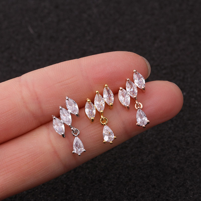 Silver Rose Gold Curved Stainless Steel Bar Ear Piercing Jewelry Flower Crown Tragus Daith Piercing Earrings