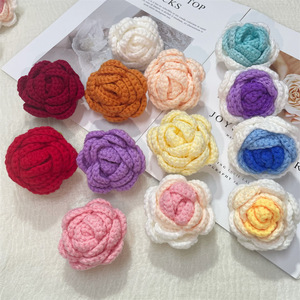 Personnalisé tricot fleur tête main fil Bouquet ornement <span class=keywords><strong>oeillet</strong></span> Rose épingle à cheveux broche bricolage <span class=keywords><strong>couture</strong></span> vêtements accessoires - Product Image 1