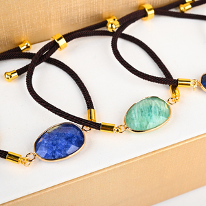 Bracelet ajustable en cristal naturel, forme ovale facettée, bijou de guérison pour femme - Vente flash - Product Image 3