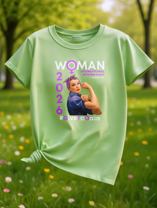 Elegante T-Shirt da Donna con Collo Tondo e Maniche Corte, Stile Vintage con Stampa per la Giornata Internazionale della Donna 2033, Vestibilità Regolare in Tessuto Jersey - Product Image 2