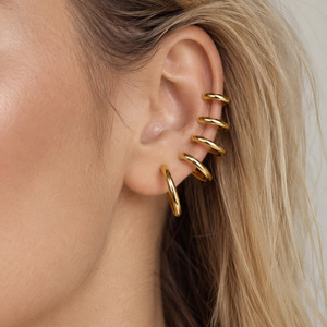 Bijoux de corps non percés, plaqués or 18 carats, en acier inoxydable 316L, boucles <span class=keywords><strong>d</strong></span>'oreilles à clip à ressort, accessoires résistants au ternissement - Product Image 1