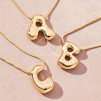 Gemnel Balloon Bubble Initial Pendant Necklace Personalized Chunky Statement Jewelry for Women Trendy Layered Gift Idea