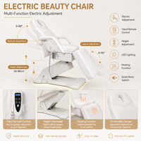 Table de massage électrique moderne pliable à 3 moteurs, chaise avec éponge haute densité, réglable, pour salon de beauté et spa, en cuir PU, pour soins du visage