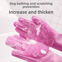 Sarung Tangan Mandi Hewan Peliharaan untuk Kucing dan Anjing, Anti Gores & Gigitan, Sikat Sampo Golden Retriever & Teddy Bear