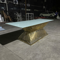 Mesa Rectangular Personalizada de Fábrica para Eventos, Banquetes, Bodas, Hoteles, con Base de Acero Inoxidable, Mesa de Comedor Blanca