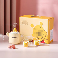 Service à thé en céramique Winnie l'ourson fraise, coffret cadeau pour une personne, théière et tasses avec séparation eau/thé