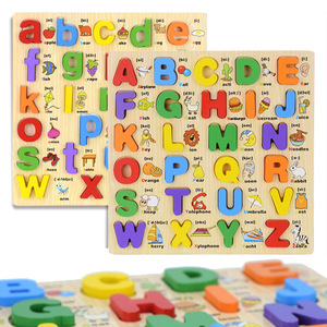 Jouets éducatifs en bois : Puzzle <span class=keywords><strong>de</strong></span> l'alphabet avec chevilles <span class=keywords><strong>pour</strong></span> l'apprentissage et le jeu - Product Image 1