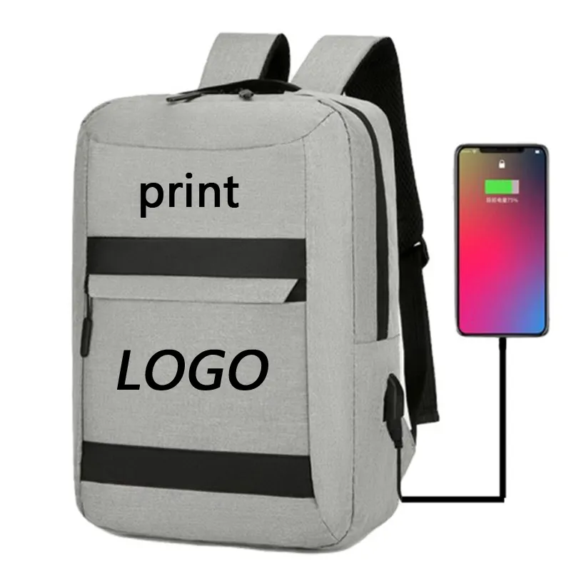 Zr876 Nieuwe Laptop Tas Unisex Usb Computer Rugzak Oxford Stof Waterdichte Rits Print Logo Cadeau Rugzak Business Schooltas