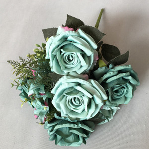 Ifg bán buôn Hoa Lụa Nhân Tạo hoa màu xanh lá cây Rose Bouquet cho sắp xếp đám cưới - Product Image 6