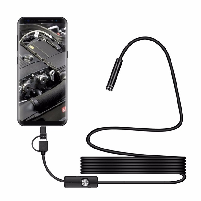 Endoscope Camera 7mm Lens 3 in 1 Mirco USB Type-C Waterproof IP67 for Android Phone Computer Inspection Borescope Mini Camera