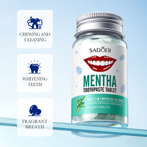 Sadoer 30 tabletas de pasta de dientes orgánica probiótica con menta, sabor <span class=keywords><strong>uva</strong></span>, cereza, melocotón y naranja, para limpieza, blanqueamiento y eliminación del sarro amarillo. - Product Image 4