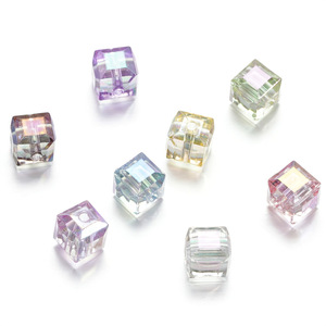Acrylic Iridescent Square <b>Beads</b> 3D Perforated Loose <b>Beads</b> For Jewelry Making DIY Craft Accessories - Product Image 5