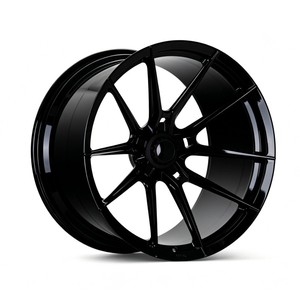 Glänzend Schwarze 5-Speichen Konkave <span class=keywords><strong>Monoblock</strong></span> Geschmiedete Leichtmetallfelgen 20 Zoll 5x112 für Audi Mercedes VW Performance Staggered Fitment - Product Image 6