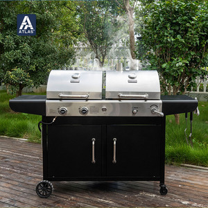 Grill Barbecue a Carbone ATLAS Combo con Bruciatore Laterale e 4 Bruciatori in Acciaio Inox Cromato Facile da Pulire e Portatile - Product Image 1