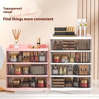 Boîte de rangement de luxe noire pour coiffeuse, organisateur de cosmétiques transparent multi-niveaux, tiroir de finition lumineux coulissant, armoire de type tiroir