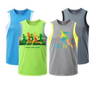 Custom Marathon Running Vest Polyester Workout T-shirt Sport Sleeveless Shirts Solid Loose Tees Bodybuilding <b>Singlets</b> <b>for</b> <b>Men</b> - Product Image 1