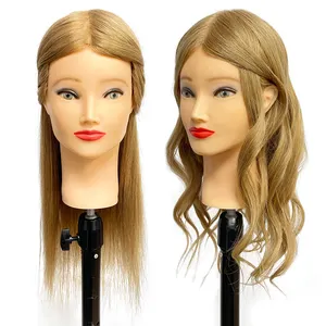 New Arrival Long Blonde mannequin training head with human hair with stand salon training head