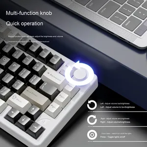 <span class=keywords><strong>Clavier</strong></span> mécanique sans fil en aluminium RGB Cmany X86 avec bouton rotatif, <span class=keywords><strong>clavier</strong></span> RGB interchangeable à chaud pour le jeu - Product Image 4